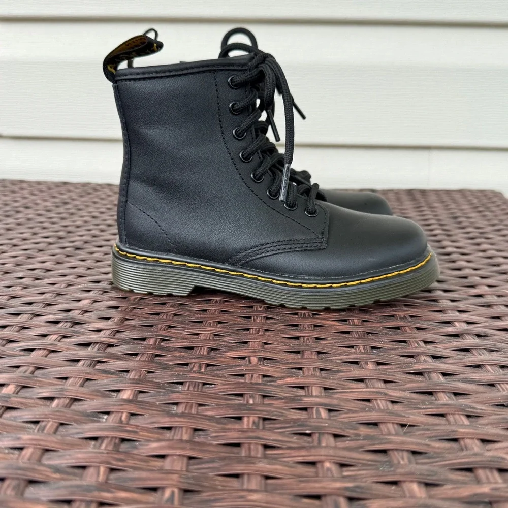 Dr. Martens 1460 J Junior Black Lace Up Side Zip Combat Boots Size 11 US Kids
